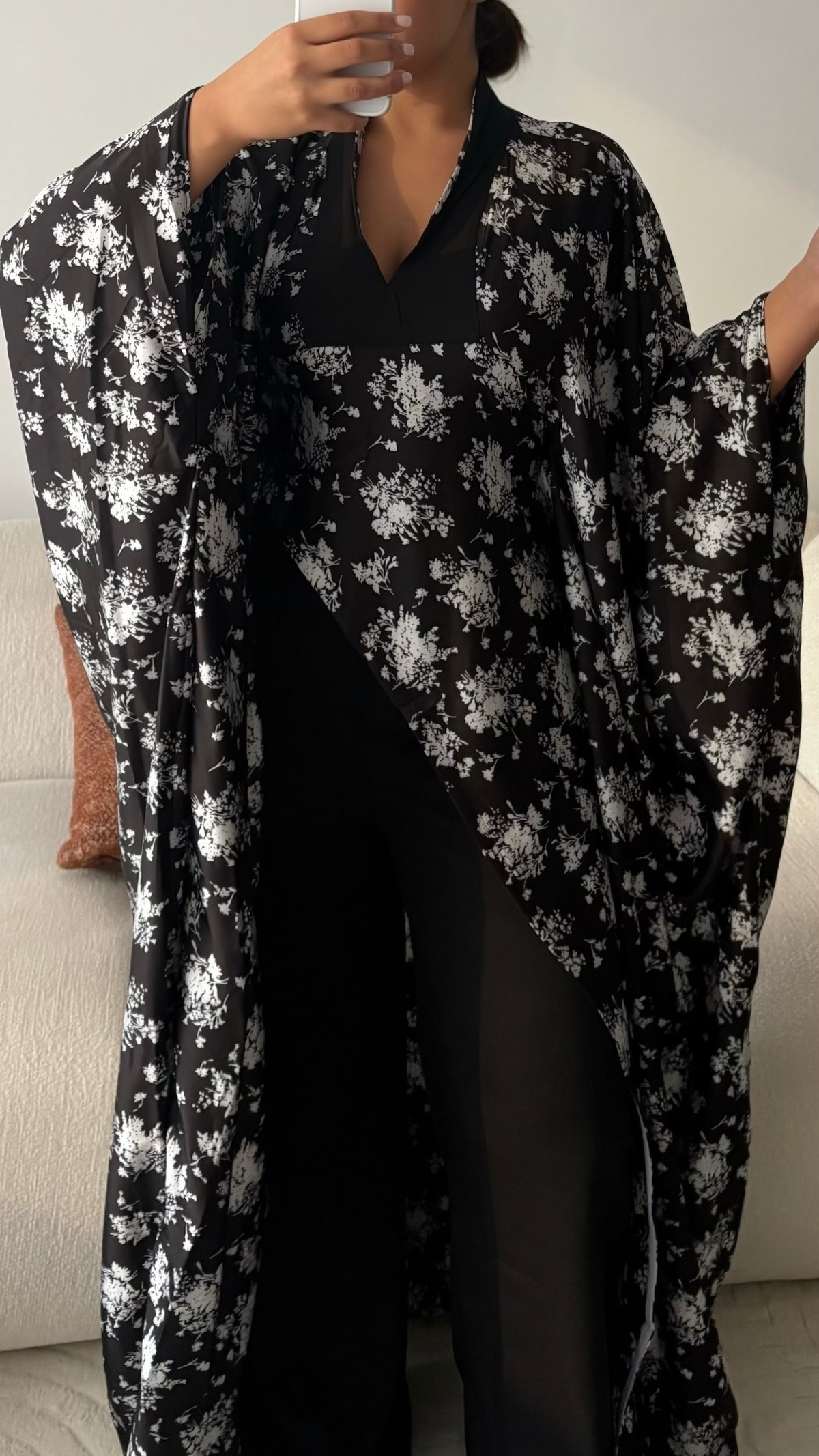 Ensemble Diongoma Floral Satiné - Pantalon Noir